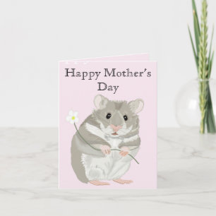 Niedlicher grauer und weißer Hamster, der eine Blu Karte