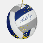 niedlicher grauer Volleyball mit goldenen Sternen Keramik Ornament (Links)