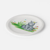 Niedlicher grauer Wolf Kids Woodland Party Deco Pappteller (Schrägansicht)