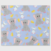 Niedlicher Grauweißer Elefantenmousse Geschenkpapier (Flach)