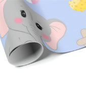 Niedlicher Grauweißer Elefantenmousse Geschenkpapier (Rolleneckpunkt)