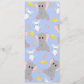 Niedlicher Grauweißer Elefantenmousse Menükarte (Rückseite)