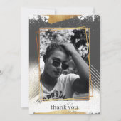 Niedlicher Gray & Gold Gerahmter Abschluss Danke K Einladung (Vorderseite)