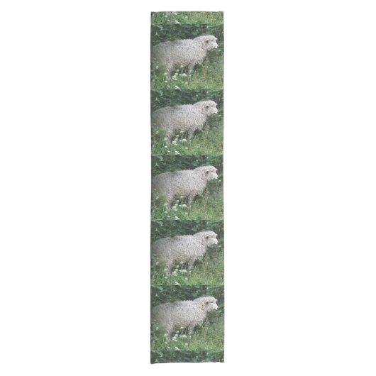 Niedlicher Greedy Sheep Eating Table Runner Kurzer Tischläufer (Vorderseite)