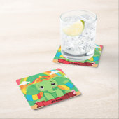 Niedlicher Green Baby Elephant Rainbow Individuell Rechteckiger Pappuntersetzer (Vor Ort)