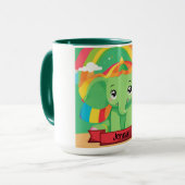 Niedlicher Green Baby Elephant Rainbow Individuell Tasse (Vorderseite Links)
