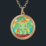 Niedlicher Green Baby Elephant Rainbow Individuell Vergoldete Kette<br><div class="desc">Dieser bezaubernde Babyelefant, mit einem pulsierenden Regenbogen geschmückt, bringt die Personalisierung auf die nächste Stufe, indem er einen individuelle Name hinzufügt, der ihn zu einem hochgeehrten, einzigartigen Sake macht. Das reizvolle Design strahlt Freude und Verspieltheit aus, ideal für die Dekoration des Kinderzimmers, personalisierte Geschenke oder eine Touch der Magie in...</div>
