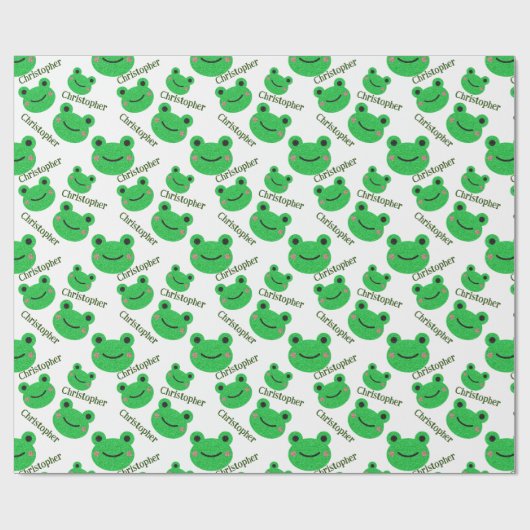 Niedlicher Green Frog Pattern Fun Geschenkpapier (Flach)