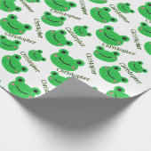 Niedlicher Green Frog Pattern Fun Geschenkpapier (Ecke)