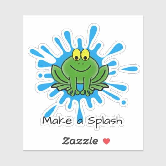 Niedlicher Green Frog Splash Design kundenspezifis Aufkleber (Blatt)