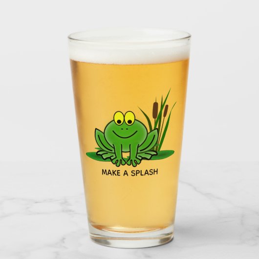 Niedlicher Green Frosch Design Glass Tumbler (Vorne (Gefüllt))