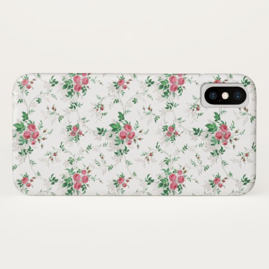 Niedlicher, griechisch-rosa Rosen-weißer Hintergru Case-Mate iPhone Hülle (Rückseite (Horizontal))