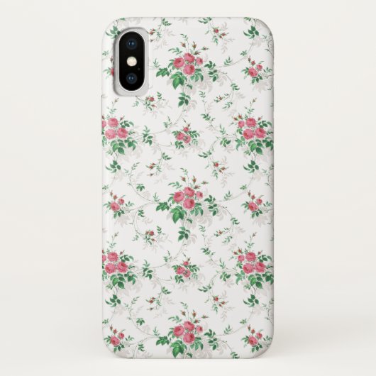 Niedlicher, griechisch-rosa Rosen-weißer Hintergru Case-Mate iPhone Hülle (Rückseite)