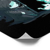 Niedlicher Grim Sensenmann Skelett mit Kat Ghost K Poster (Ecke)