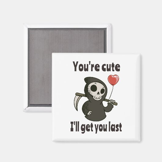 Niedlicher grimmiger Sensenmann mit romantischem H Magnet (Vorderseite/Rückseite)