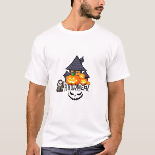 Niedlicher grimmiger Sensenmann und Spuk HausHallo T-Shirt