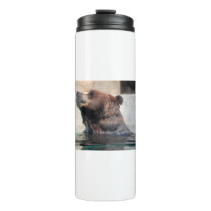Niedlicher Grizzlybär im Wasser Thermosbecher