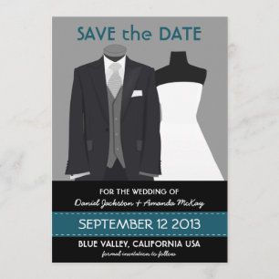 Niedlicher Groom und Braut Mannequin Save the Date