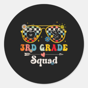 niedlicher Groovy Teacher Student Back T Runder Aufkleber