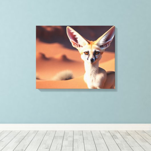 Niedlicher, großartiger Fennec-Fuchs in der Wüste Leinwanddruck (Insitu (Holzboden))