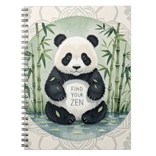 Niedlicher großer Chubby-Panda in einer Lotus-Pose Notizblock