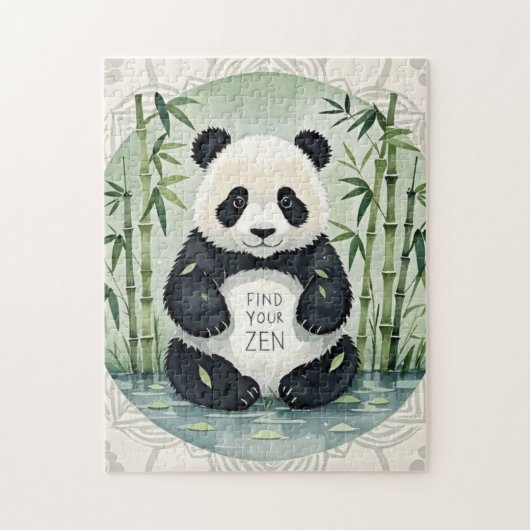 Niedlicher großer Chubby-Panda in einer Lotus-Pose Puzzle (Vertikal)