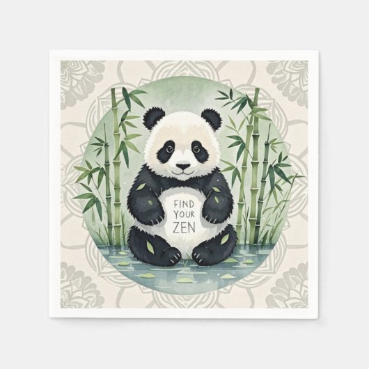 Niedlicher großer Chubby-Panda in einer Lotus-Pose Serviette (Vorderseite)