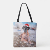 Niedlicher Großer Däne Hund sitzend im Schneehuhhu Tasche (Rückseite)