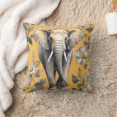 Niedlicher großer Elefant, der über gelbe Daisien  Kissen (Decke)