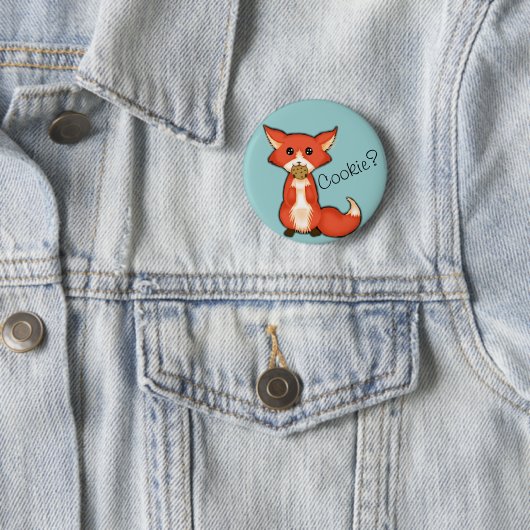 Niedlicher großer mit Augen Fox, der ein Plätzchen Button (Beispiel)