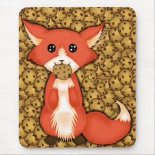 Niedlicher großer mit Augen Fox, der ein Plätzchen Mousepad