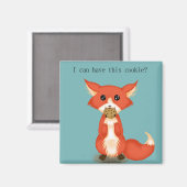Niedlicher großer Mit Augen Fuchs isst ein Keks Magnet (Vorderseite/Rückseite)