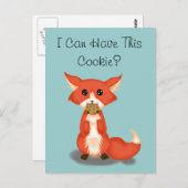 Niedlicher großer Mit Augen Fuchs isst ein Keks Postkarte (Vorne/Hinten)