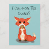 Niedlicher großer Mit Augen Fuchs isst ein Keks Postkarte (Vorderseite)
