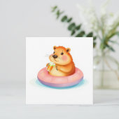 niedlicher Groundhog auf Pool Float Drinks Lover G Karte (Stehend Vorderseite)