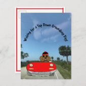 Niedlicher Groundhog in rotem Konvertible Feiertagspostkarte (Vorne/Hinten)