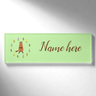 Niedlicher Groundhog und Tulip Blume Individuelle Namenschild