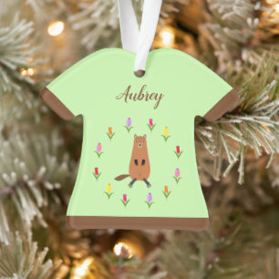 Niedlicher Groundhog und Tulip Blume Individuelle  Ornament