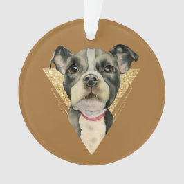 Niedlicher Gruben-Stier-Welpen-HundegoldGlitzer Ornament