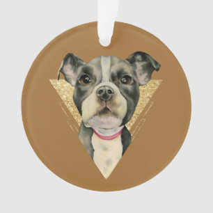 Niedlicher Gruben-Stier-Welpen-HundegoldGlitzer Ornament
