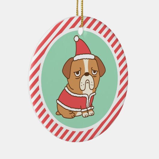 Niedlicher Grumpenhund mit Weihnachtskostüm Keramik Ornament (Rechts)