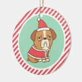 Niedlicher Grumpenhund mit Weihnachtskostüm Keramik Ornament (Links)