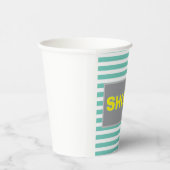 Niedlicher grün und gelb gestreifter Upsherin-Cup Pappbecher (Rechts)