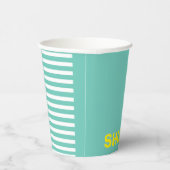 Niedlicher grün und gelb gestreifter Upsherin-Cup Pappbecher (Rechts)