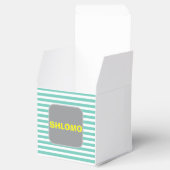 Niedlicher, grün und gelb gestreifter Upsherin-Lie Geschenkschachtel (Geöffnet)