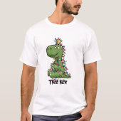 Niedlicher Grüne Tree Rex Dino Weihnachten T-Shirt (Vorderseite)