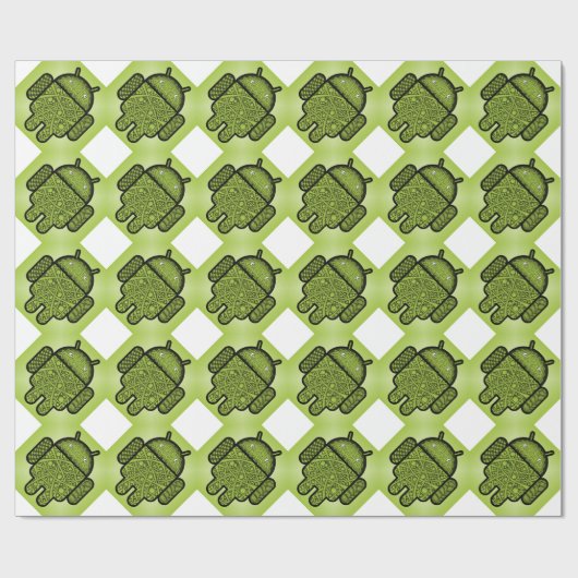 Niedlicher grüner androider Roboter Geschenkpapier (Flach)