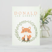 Niedlicher Grüner Aquarellfuchs Kindergeburt Foto Ankündigung (Stehend Vorderseite)