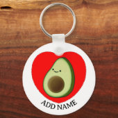 Niedlicher grüner Avocado im Individuelle Name Rot Schlüsselanhänger (Rückseite)