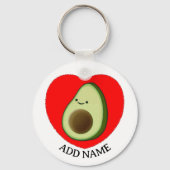Niedlicher grüner Avocado im Individuelle Name Rot Schlüsselanhänger (Rückseite)